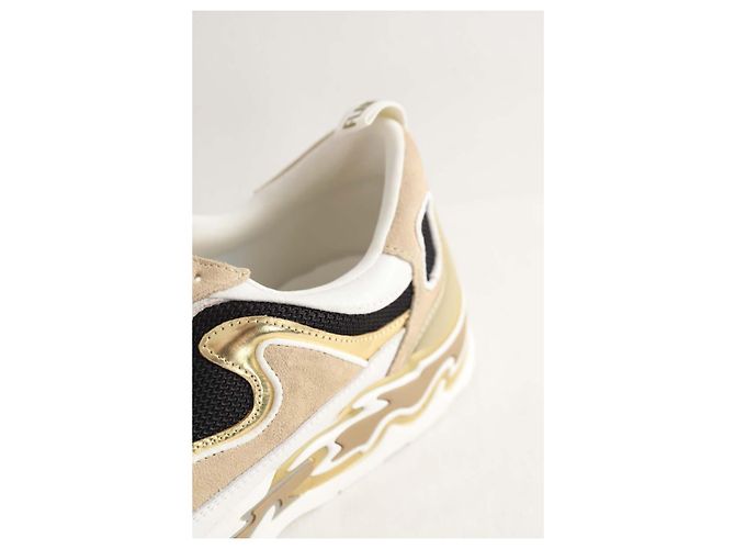 Sandro Sneakers Flame in suede beige - vista 3