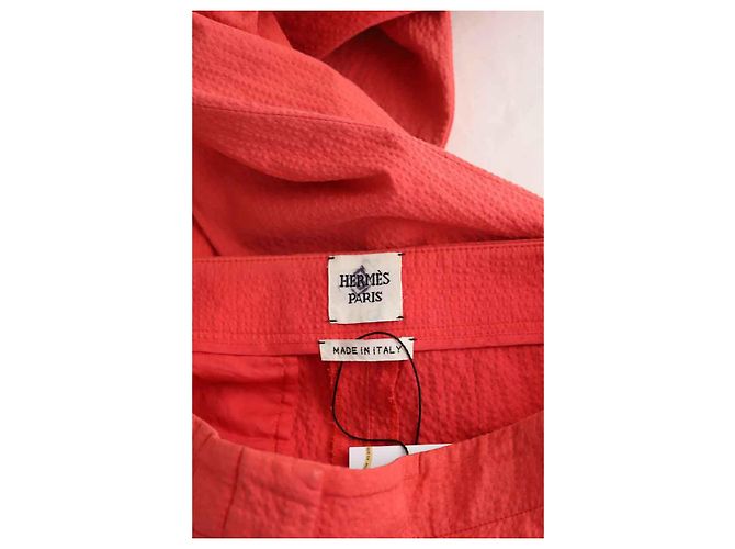 Hermès Pantalones rectos de algodón rojo Roja - vista 5