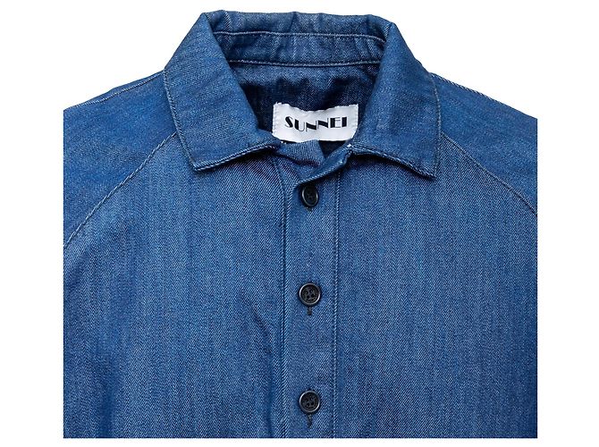 Autre Marque Polo Sunnei in denim blu a maniche corte - vista 3