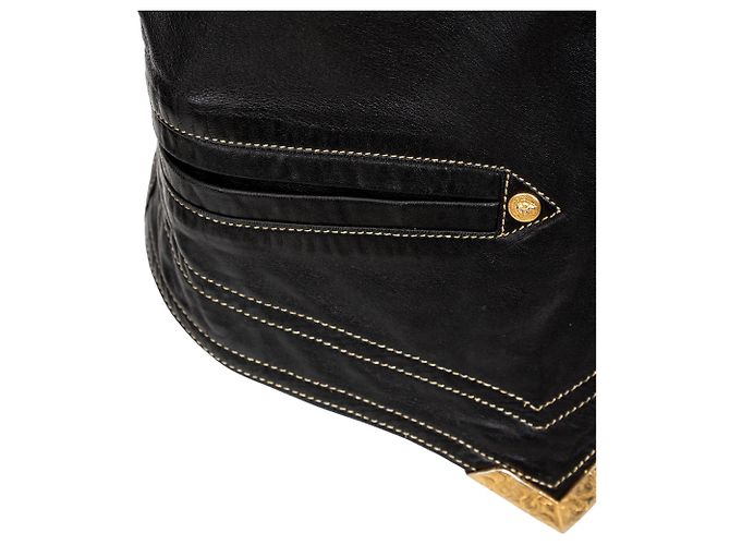 Gianni Versace Lederweste Schwarz - Ansicht 10