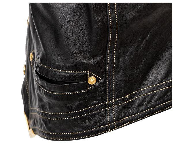 Gianni Versace Lederweste Schwarz - Ansicht 11