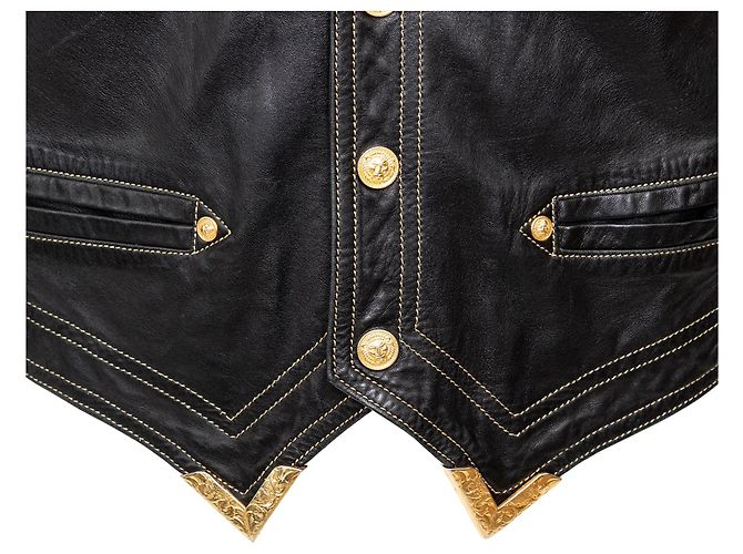 Gianni Versace Lederweste Schwarz - Ansicht 9