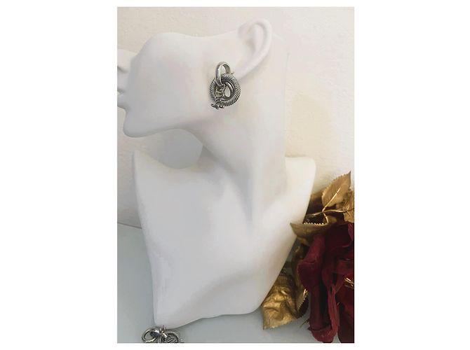 Pendientes refinados DOLCE & GABBANA mod. DJ0770 de acero plateado con trabajo de malla marina Plata - vista 4