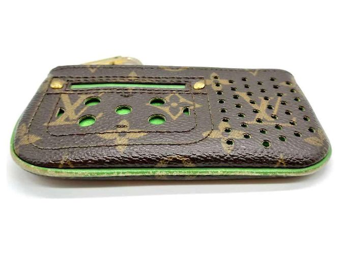 Monedero perforado Monogram Louis Vuitton Castaño Verde Verde claro - vista 3