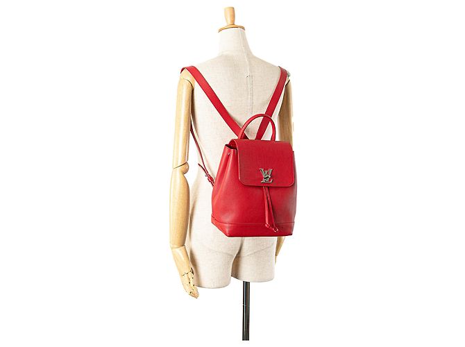 Zaino Lockme in taurillon rosso Louis Vuitton - vista 12