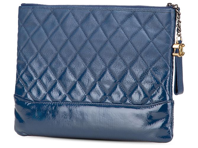 Chanel Blu Medio Pelle di Vitello Invecchiata Gabrielle O Clutch - vista 2