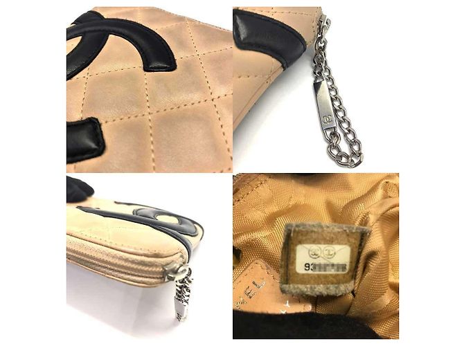 Pochette Chanel Cambon in pelle di agnello beige - vista 4