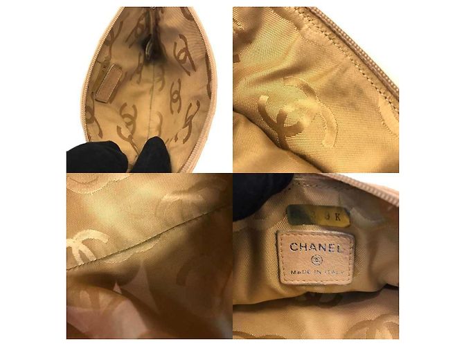 Pochette Chanel Cambon in pelle di agnello beige - vista 5