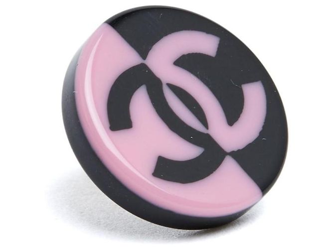 Chanel 2022 orecchini a perno CC rosa nero in resina - vista 4
