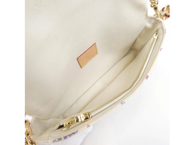 Borsa a Spalla Louis Vuitton Tweed Monogram Multicolor Wallet on Chain Ivy M83499 Bianco Multicolore - vista 10