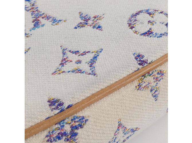 Borsa a Spalla Louis Vuitton Tweed Monogram Multicolor Wallet on Chain Ivy M83499 Bianco Multicolore - vista 5