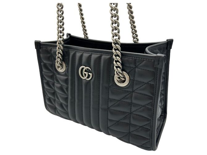 Borsa Tote Piccola Gucci GG Marmont Nero - vista 2