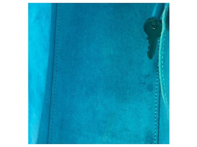 Saint Laurent Sac de Jour Nano Blu in Pelle Turchese - vista 10