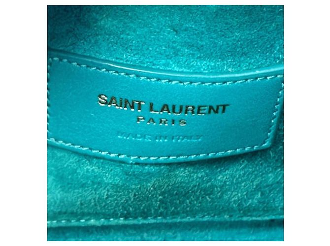 Saint Laurent Sac de Jour Nano Blu in Pelle Turchese - vista 8