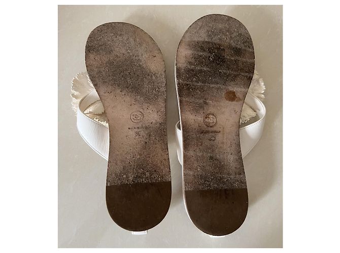 Chanel Ledersandalen Weiß Größe 38 - Ansicht 11