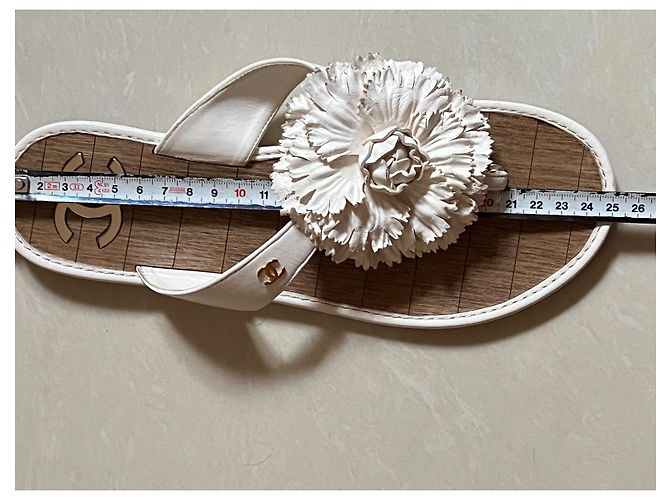 Chanel Ledersandalen Weiß Größe 38 - Ansicht 13