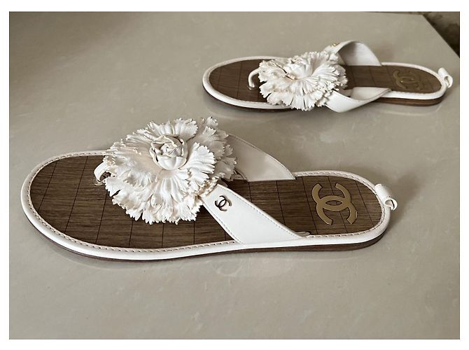 Chanel Ledersandalen Weiß Größe 38 - Ansicht 4