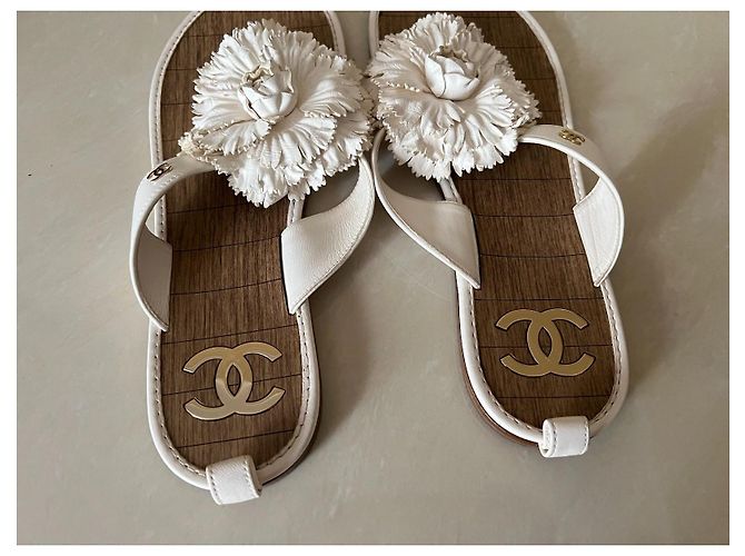 Chanel Ledersandalen Weiß Größe 38 - Ansicht 6