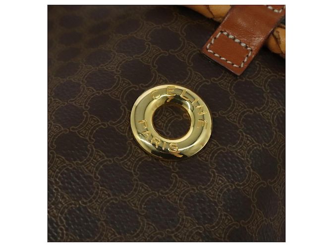 Céline CELINE Macadam Canvas Backpack PVC Leather Brown Gold Auth 124859 Golden - view 17