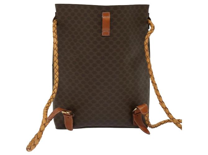 Céline CELINE Macadam Canvas Backpack PVC Leather Brown Gold Auth 124859 Golden - view 2