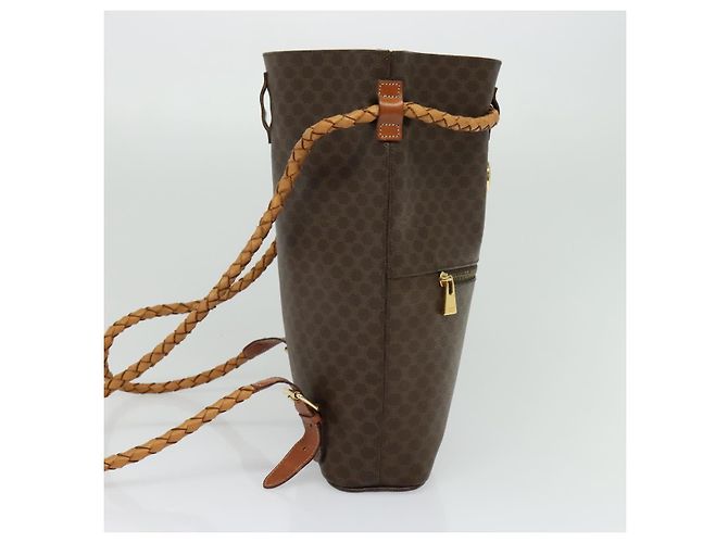 Céline CELINE Macadam Canvas Backpack PVC Leather Brown Gold Auth 124859 Golden - view 4