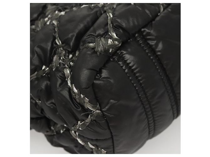 CHANEL Catena Parigi Bizantino Borsa a Spalla Nylon Nero Argento CC Auth BD2076 - vista 10