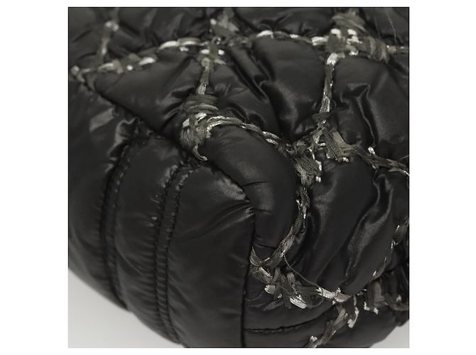 CHANEL Catena Parigi Bizantino Borsa a Spalla Nylon Nero Argento CC Auth BD2076 - vista 11