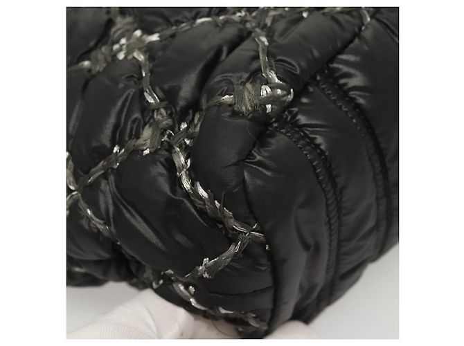 CHANEL Catena Parigi Bizantino Borsa a Spalla Nylon Nero Argento CC Auth BD2076 - vista 12