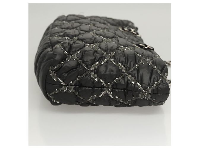 CHANEL Catena Parigi Bizantino Borsa a Spalla Nylon Nero Argento CC Auth BD2076 - vista 4