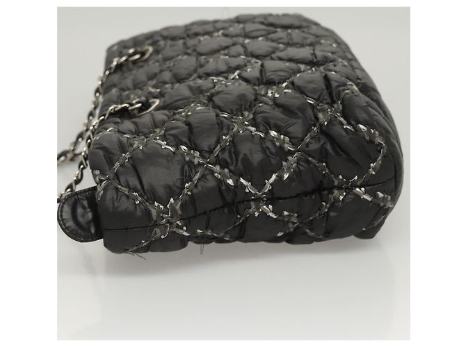 CHANEL Catena Parigi Bizantino Borsa a Spalla Nylon Nero Argento CC Auth BD2076 - vista 5