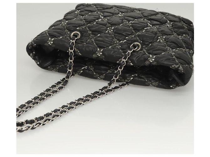CHANEL Catena Parigi Bizantino Borsa a Spalla Nylon Nero Argento CC Auth BD2076 - vista 6