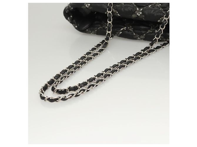 CHANEL Catena Parigi Bizantino Borsa a Spalla Nylon Nero Argento CC Auth BD2076 - vista 7