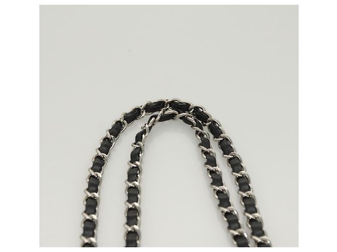 CHANEL Catena Parigi Bizantino Borsa a Spalla Nylon Nero Argento CC Auth BD2076 - vista 8
