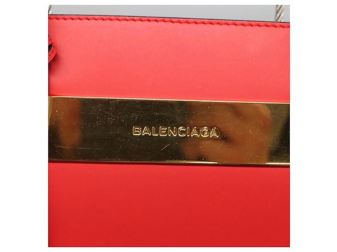 Borsa a mano in pelle BALENCIAGA Cable Shopper S 2way Rossa Argento 371177 Auth BD2212 Rosso - vista 10