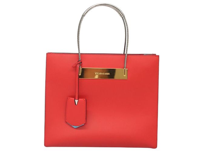 Borsa a mano in pelle BALENCIAGA Cable Shopper S 2way Rossa Argento 371177 Auth BD2212 Rosso - vista 13