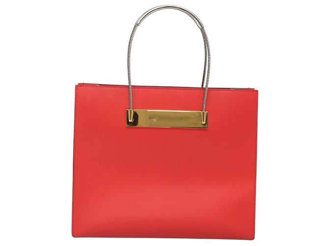 Borsa a mano in pelle BALENCIAGA Cable Shopper S 2way Rossa Argento 371177 Auth BD2212 Rosso - vista 2