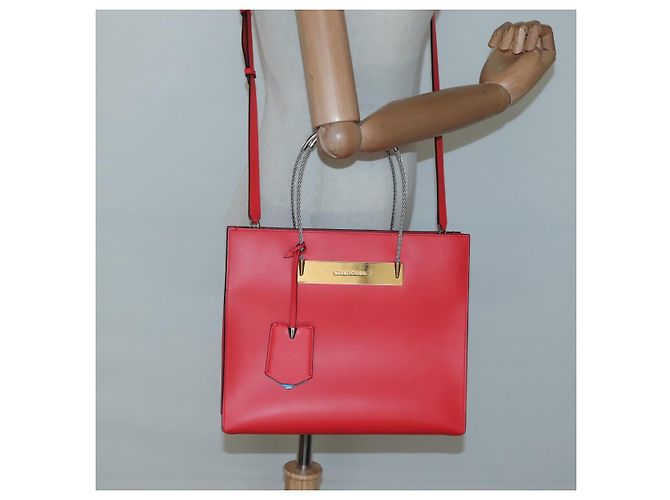 Borsa a mano in pelle BALENCIAGA Cable Shopper S 2way Rossa Argento 371177 Auth BD2212 Rosso - vista 23