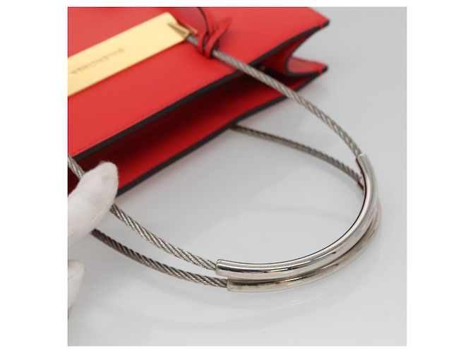 Borsa a mano in pelle BALENCIAGA Cable Shopper S 2way Rossa Argento 371177 Auth BD2212 Rosso - vista 7