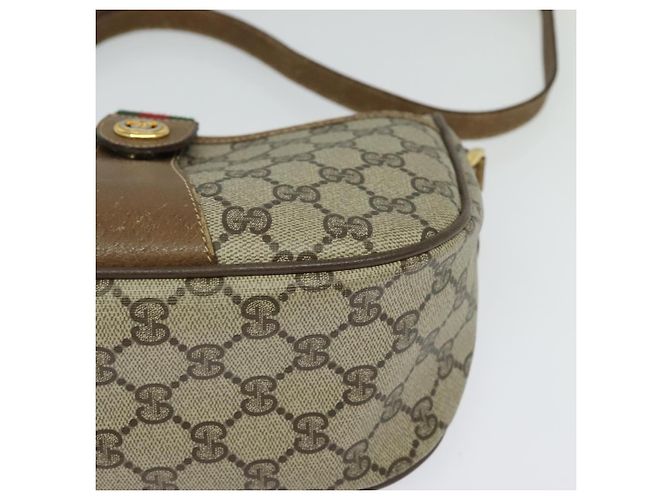 GUCCI GG Supreme Web Sherry Line Borsa a Spalla PVC Beige 56 02 032 Auth BD2176 D'oro - vista 11