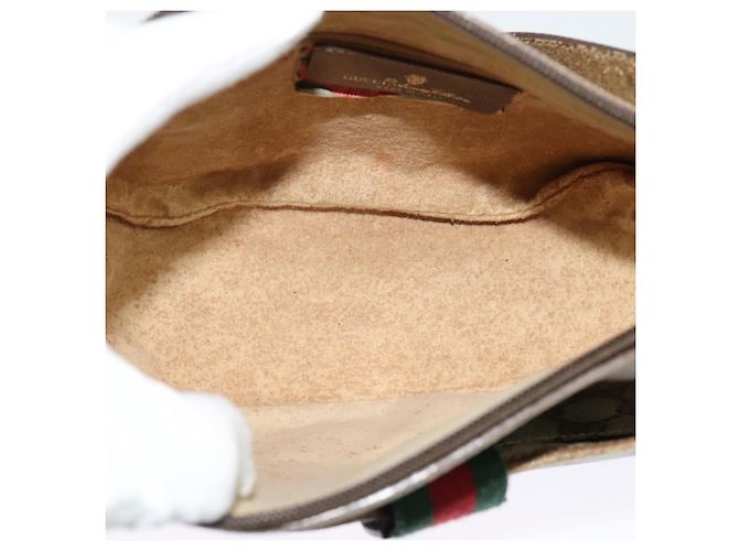 GUCCI GG Supreme Web Sherry Line Borsa a Spalla PVC Beige 56 02 032 Auth BD2176 D'oro - vista 16
