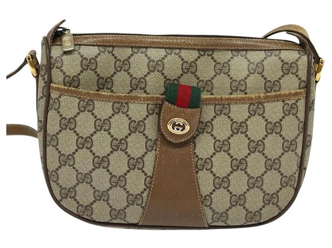 GUCCI GG Supreme Web Sherry Line Borsa a Spalla PVC Beige 56 02 032 Auth BD2176 D'oro - vista 2