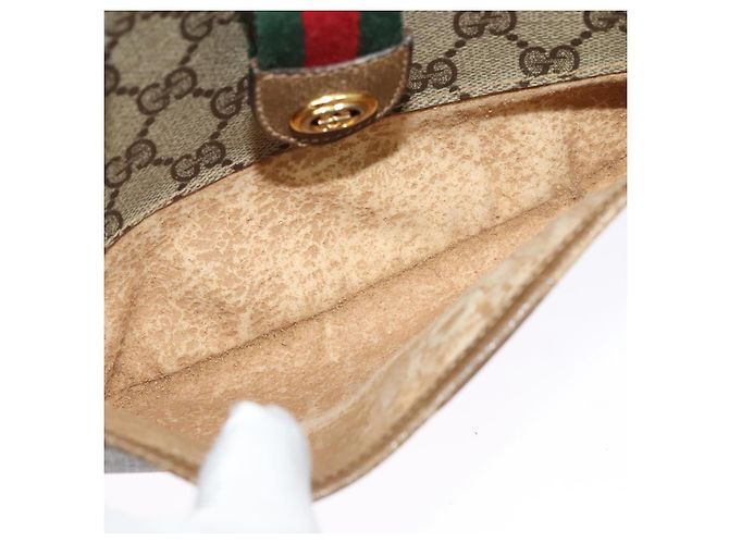 GUCCI GG Supreme Web Sherry Line Borsa a Spalla PVC Beige 56 02 032 Auth BD2176 D'oro - vista 20