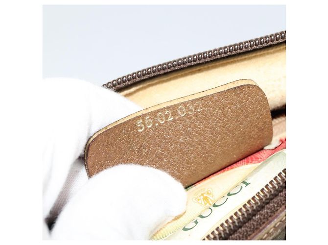 GUCCI GG Supreme Web Sherry Line Borsa a Spalla PVC Beige 56 02 032 Auth BD2176 D'oro - vista 21