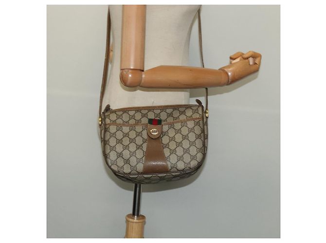 GUCCI GG Supreme Web Sherry Line Borsa a Spalla PVC Beige 56 02 032 Auth BD2176 D'oro - vista 22