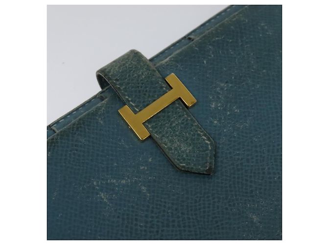 Hermès HERMES Billetera Larga de Cuero Azul Auth bs26436 - vista 12