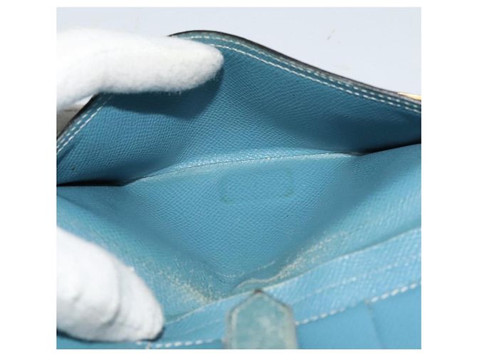 Hermès HERMES Billetera Larga de Cuero Azul Auth bs26436 - vista 17