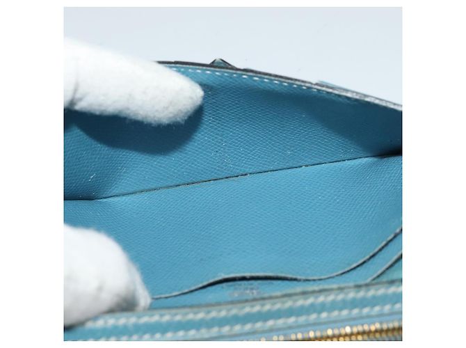 Hermès HERMES Billetera Larga de Cuero Azul Auth bs26436 - vista 21