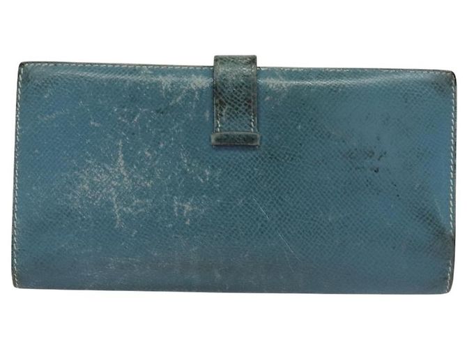Hermès HERMES Billetera Larga de Cuero Azul Auth bs26436 - vista 3