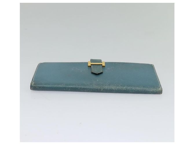 Hermès HERMES Billetera Larga de Cuero Azul Auth bs26436 - vista 7