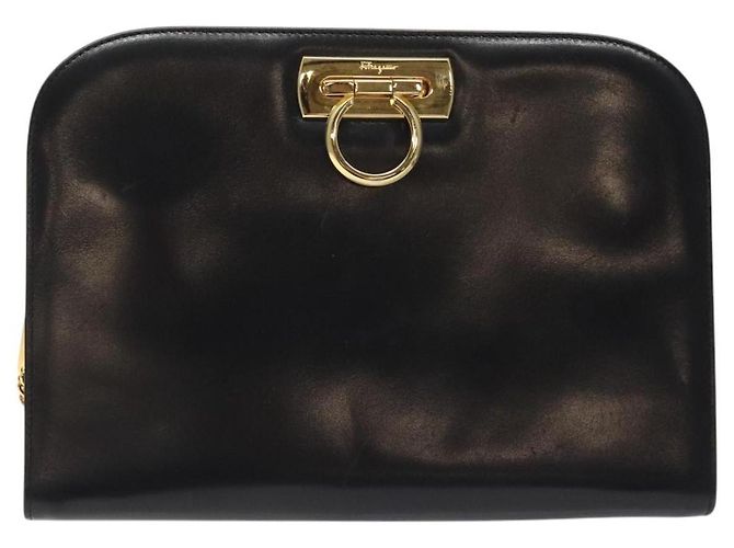 Borsa a spalla a catena Salvatore Ferragamo in pelle nera e oro Auth am8545 Nero D'oro - vista 2